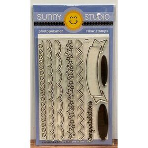Sunny Studio Photopolymer Clear Stamps SSCL-123 Sunny Borders star heart
